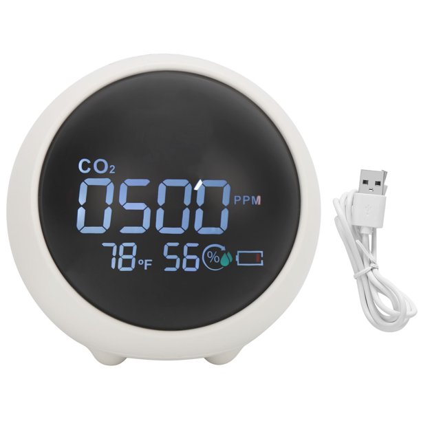 Detector de CO2 Calidad del aire interior Monitor de CO2 Monitor de dióxido de carbono Cargador USB Monitor de calidad del aire Sensor Detector con temperatura Humedad para el hogar Oficina Gimnasio C