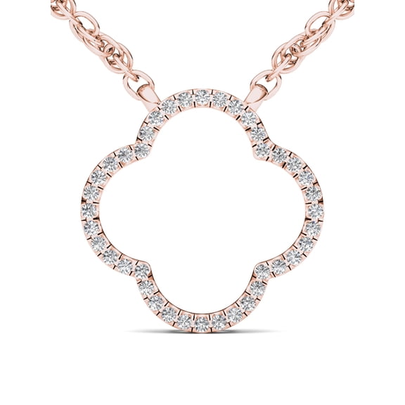 1/10Ct TDW 10K Rose Gold Diamond Clover Necklace