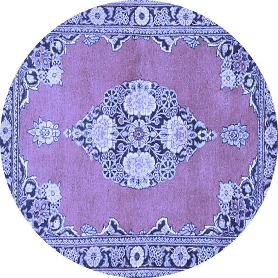 Ahgly Company Machine Washable Indoor Round Persian Blue Traditional Area Rugs, 5' Round