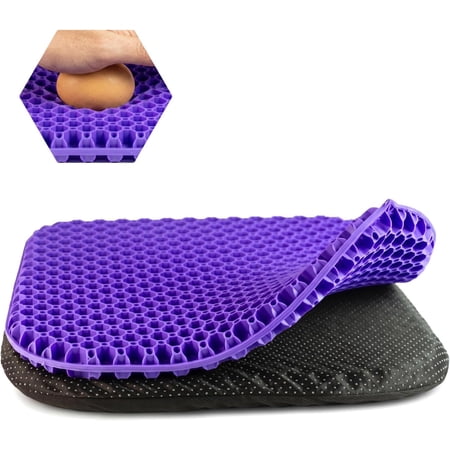 XIMEI Large Gel Seat Cushion for Long Sitting 18 x17 with Non-Slip Cover Soft & Breathable for Wheelchair/Car/Desk/Home/Office Chair Hip Pain Relief