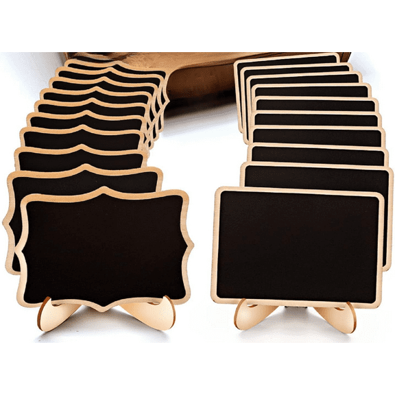20 Pack Mini Chalkboard Signs With Easel Stand For Food Labels And Place Cards
