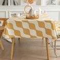 thumbnail image 2 of Granjero Gordo Mantel de terciopelo impermeable y afelpado para mesa de comedor, con estampado geométrico, resistente al polvo y lavable (amarillo, 140 x 210 cm), 2 of 5