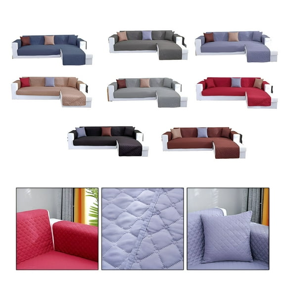 LAMIRO Waterproof 2-Piece Polyester Sectional Couch L Shape Sofa Slipcover,Black