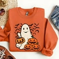 thumbnail image 2 of MYFLOCY Halloween Sweatshirts for Women Orange Ghost Pumpkin Pullover Shirts Crewneck Sweaters Clothes ( S ), 2 of 5
