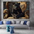 thumbnail image 2 of Mudket Framed Panther on Ornate Chair Canvas Wall Art, Regal Leopard Print Wall Decor for Men's Office, Trendy Animal Wall Art Ready to Hang - 12"L x 8"W, 2 of 10