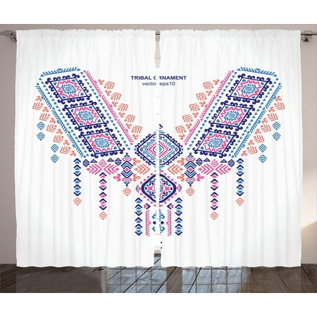Tribal Decor Curtains 2 Panels Set Ethnic African Geometric