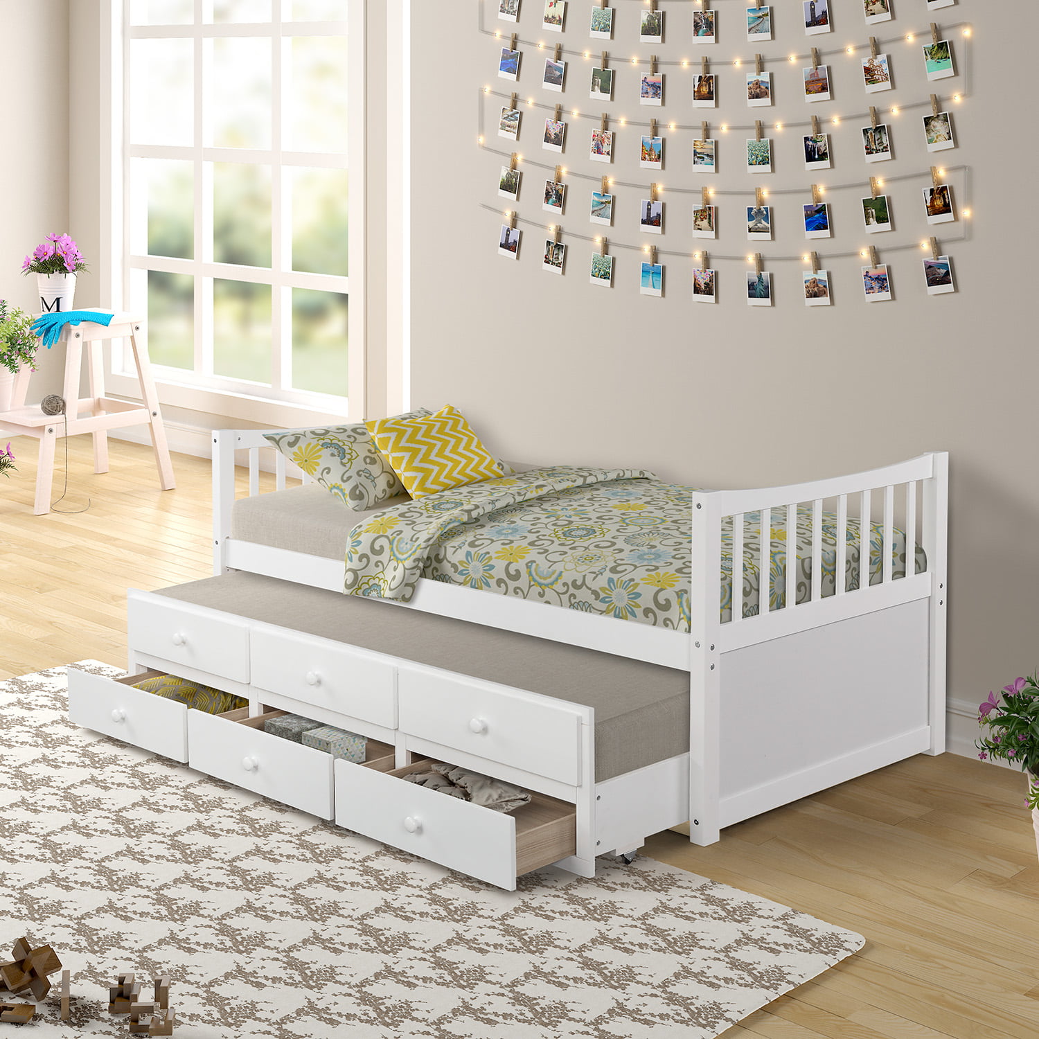 white twin bed for girl