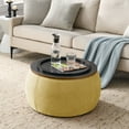 thumbnail image 4 of Storage Ottoman, 25.5''Round Ottoman Storage Furniture, Small Multifunctional Footrest Coffee Table with Removable Top Tray, for Living Room, Bedroom, Entryway, 4 of 7
