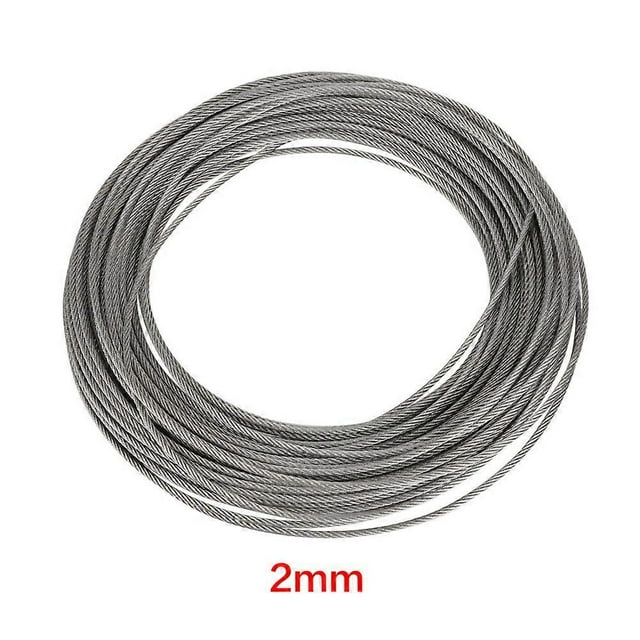 Câble métallique en acier inoxydable 304 de 20 m, fil d'acier dur pour la pêche et le levage, 2 mm