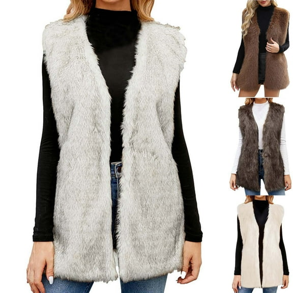 Swuxness Women's Casual Fleece Jacket, Women Sleeveless Coat, Women Solid Color Blazer Notch Lapel Slim Fitted Office Wear and Casual Outfits Jacket Beige, M