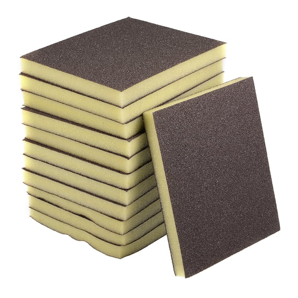 Bloque de lijado de grano grueso 80, tamaño 4.72" x 3.86" x 0.47", paquete de 12 esponjas de lijado