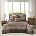 thumbnail image 3 of Madison Park Princeton 5-Piece Polyester Cotton Faux Silk Bedspread Set - Brown, 3 of 5