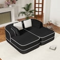 thumbnail image 3 of AOOWOW Home Contemporary Teddy Reclining Double Chaise Lounge Sofa Bed, Black, 3 of 12