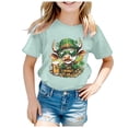 thumbnail image 4 of Shamrock Printed Kids Tops St Patricks Day Short Sleeve Round Neck T-Shirts Soft Cotton Casual Comfortable Spring Summer Boys Girls Apparel Mint Green 12-13 Years, 4 of 4