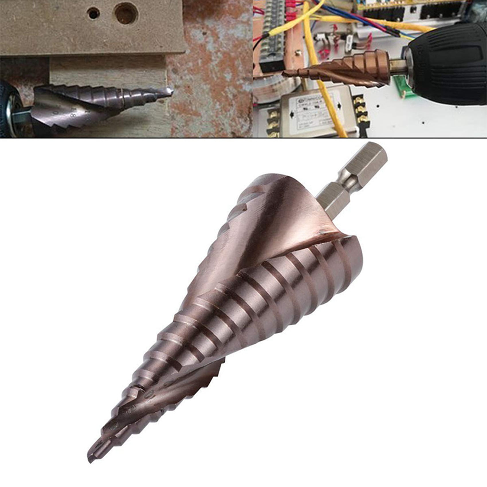 2X M35 HSS Co Step Drill Bit Cobalt Cone Drill Bits 4-32mm Wood Stainless Steel Metal Hole Saw Tool Set Hex,2 * 4-32mm Drilling Bit,Bronze