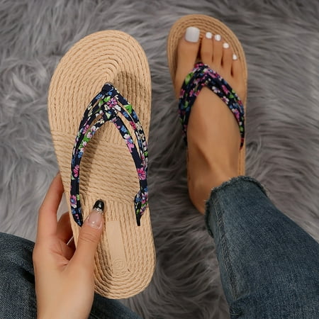 

PEASKJP Womens Slides Women s Summer Wedges Thick Bottom Shoes Open Toe Round Toe Sandals Shoes Women Sandals Black 6.5