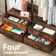 thumbnail image 2 of Fnova Clothes Rack with Shelf and Hanging Rod, 4 Drawers Freestanding Closet Organizer, Heavy Duty Industrial Hall Tree Garments Rack for Small Space, Bedroom, Brown, 2 of 8