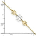 thumbnail image 2 of 14k Two-tone Gold Polished Three Flower Plus 1in Ext Anklet 9 Inch 0.75mm Wide Anklet for Women, 2 of 2