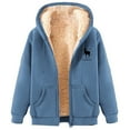 thumbnail image 4 of GaThRRgYP Winter Womens Fleece Coat Plush Coat,Women's Fashionable Christmas Printed Fleece Hooded Sweatshirt Jacket Blue XXL, 4 of 8
