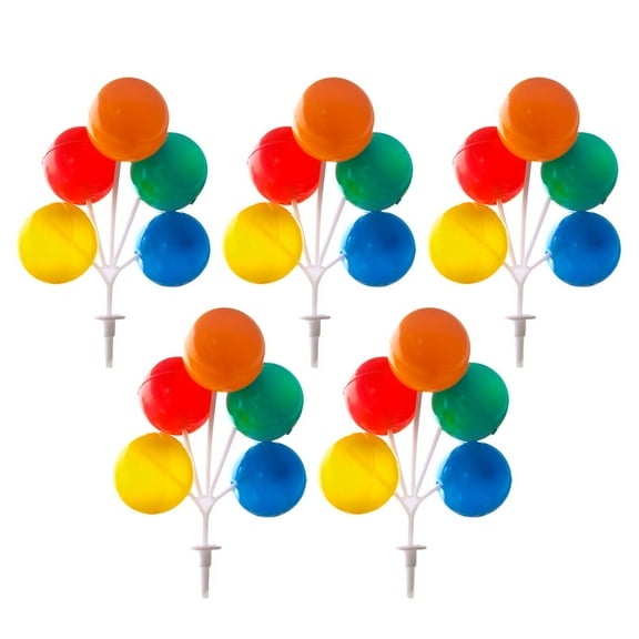 LABSERRON Multi Color Plastic Balloon Cake Picks for Decor Made of PVC Perfect for Parties and Birthdays 5 Pieces