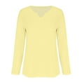 thumbnail image 4 of Womens Tops Spring Long Sleeve Tunic Top V Neck Casual Elegant Blouses Cotton Blend Fabric Lightweight Breathable Wrinkle-Resistant 3Xl Sweaters For Women, 4 of 6