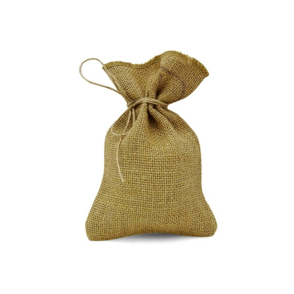 20 Burlap Drawstring Gift Bag Small Jute Pouch Wedding Party Rustic Favor Bags With Personalized Tags 4"x6.5"