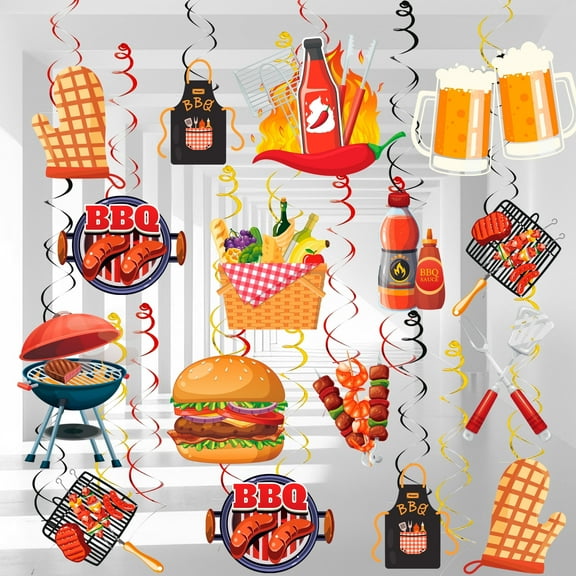 Barbecue Hanging Swirl Party Decorations, Barbecue Party Hanging Swirls, Barbecue Hanging Foil Swirl & Barbecue Foil Swirl Decorations for Indoor/Outdoor Barbecue Birthday Party Decorations