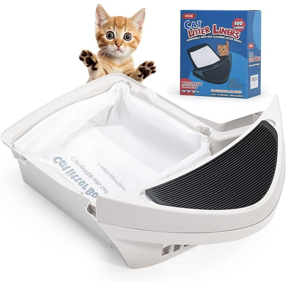 AIR-100 Pack Litter Box Robot 3 and 4 Waste Bags, Self-cleaning Cat Litter Box Liner Bags, Automatic Litter Box Liners, Waste Drawer Liners for Heavy Duty 9-11 Gallons, 6174-100
