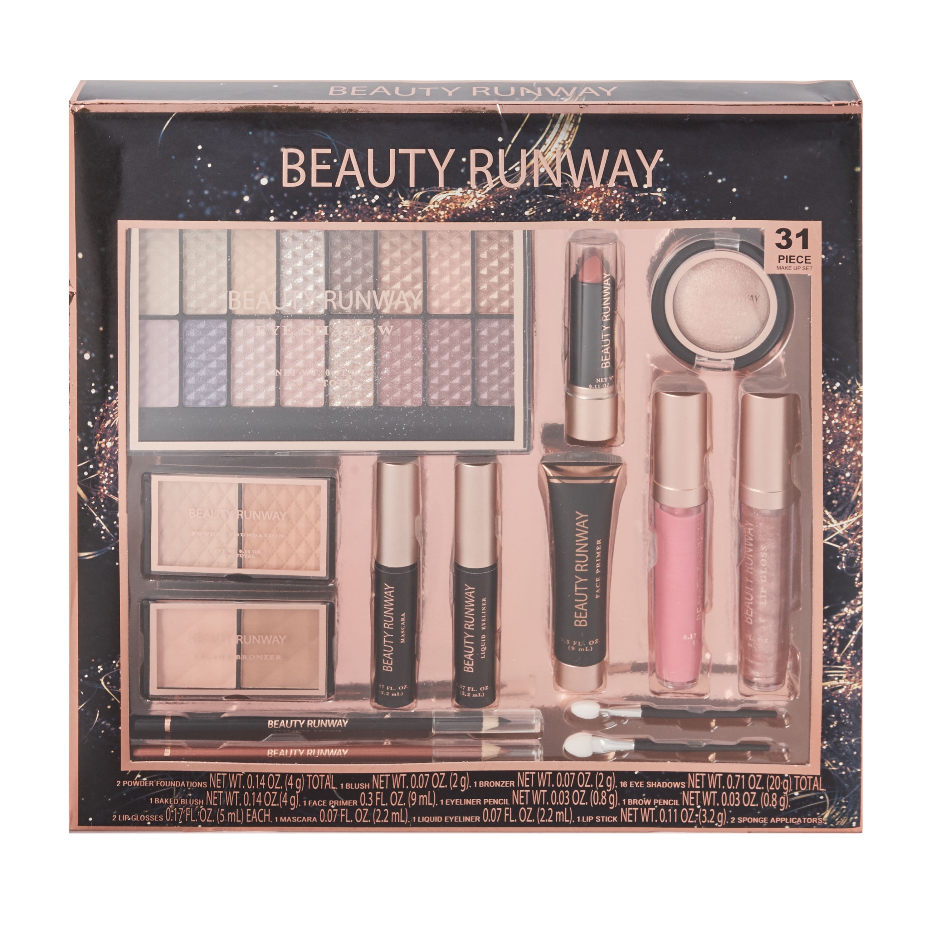(30 Value) Beauty Runway 31 Pc Cosmetic Set, Shimmer and Shine