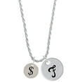 thumbnail image 1 of Delight Jewelry Silvertone Disc 1/2'' - Symbol - Dollar Sign - $ - Silvertone Script Initial Disc - F - Charm Necklace, 20"+3", 1 of 4
