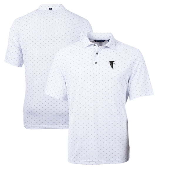 Men's Cutter & Buck White Atlanta Falcons Throwback Logo Virtue Eco Pique Tile Recycled Polo