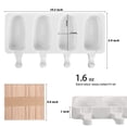thumbnail image 2 of Sakolla Molde De Silicona Para Paletas, 4 Cavidades, Moldes Para Paletas De Hielo, Molde Para Helado, Moldes Ovalados Para Pasteles Con 50 Palos De Madera, 2 of 5