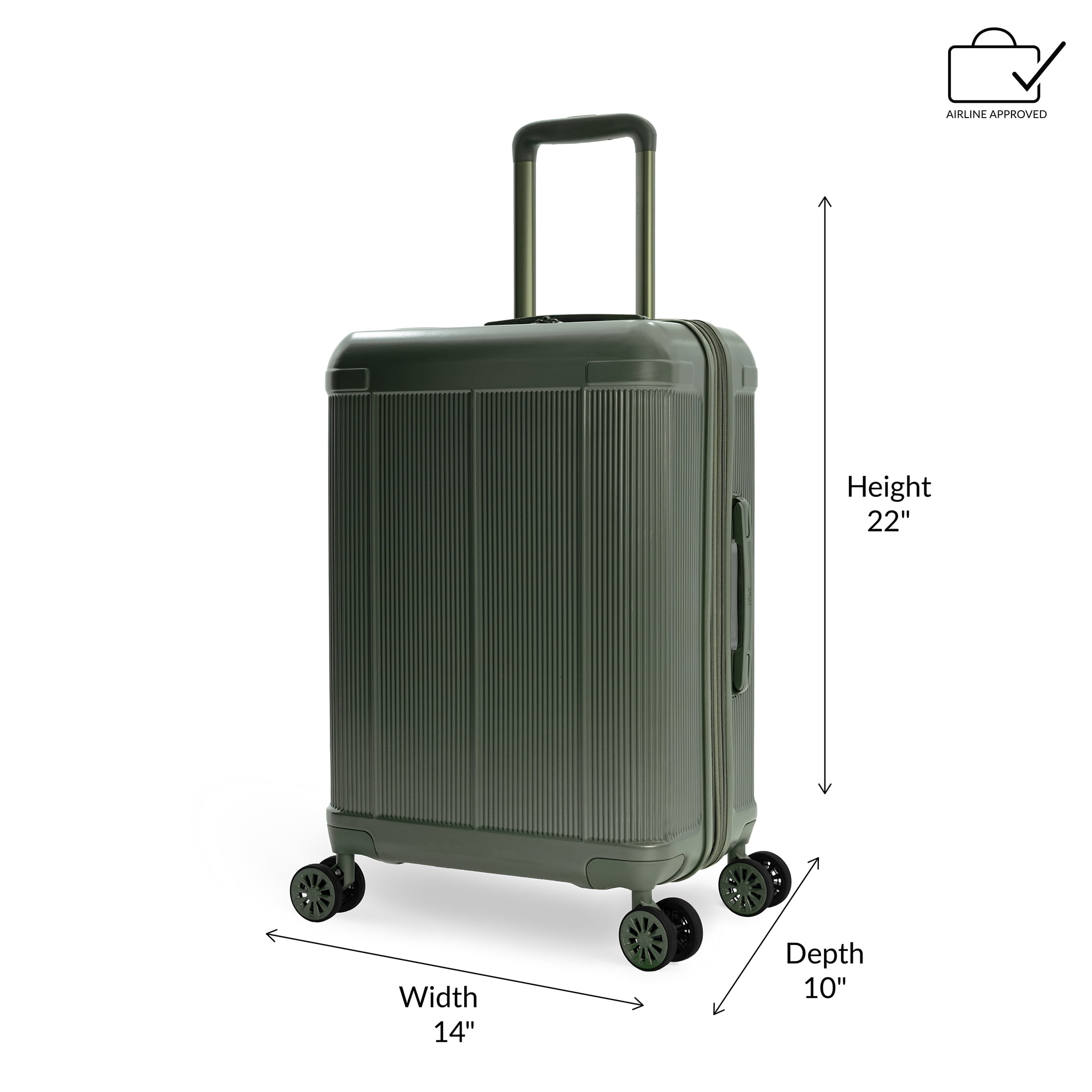 iFLY Rise 2-Piece Hardside Luggage Set, 20" Carry-On & 24" Expandable Checked Spinner, Moss