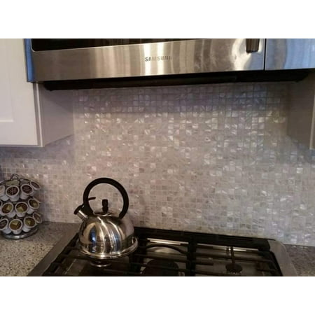 Pearl Square S Mosaic Tile, Mother Of Pearl Backsplash Mosaic Subway Tile In Natural White