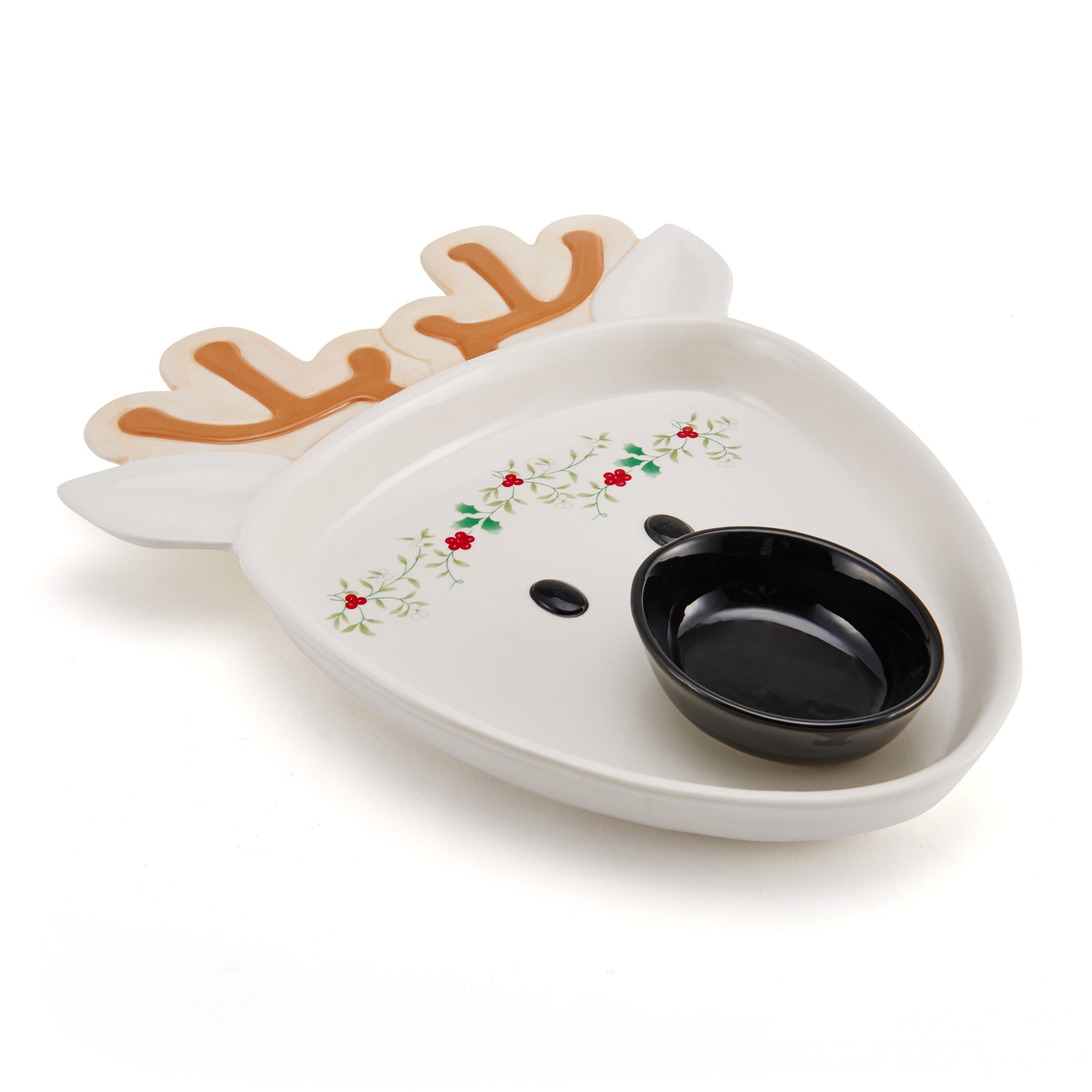 Pfaltzgraff Winterberry Reindeer Chip and Dip Serving Tray