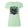 thumbnail image 2 of Colorful Abstract Skull Face Streetwear Womens Slim Fit Junior Tee, Mint, Medium, 2 of 3