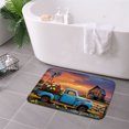 thumbnail image 3 of FJPT Non Slip Flannel Polyester Floor Mat With Rustic Truck And Flowers Design For Bathroom Kitchen Bedroom Decor 31.5x19.7 inch, 3 of 5