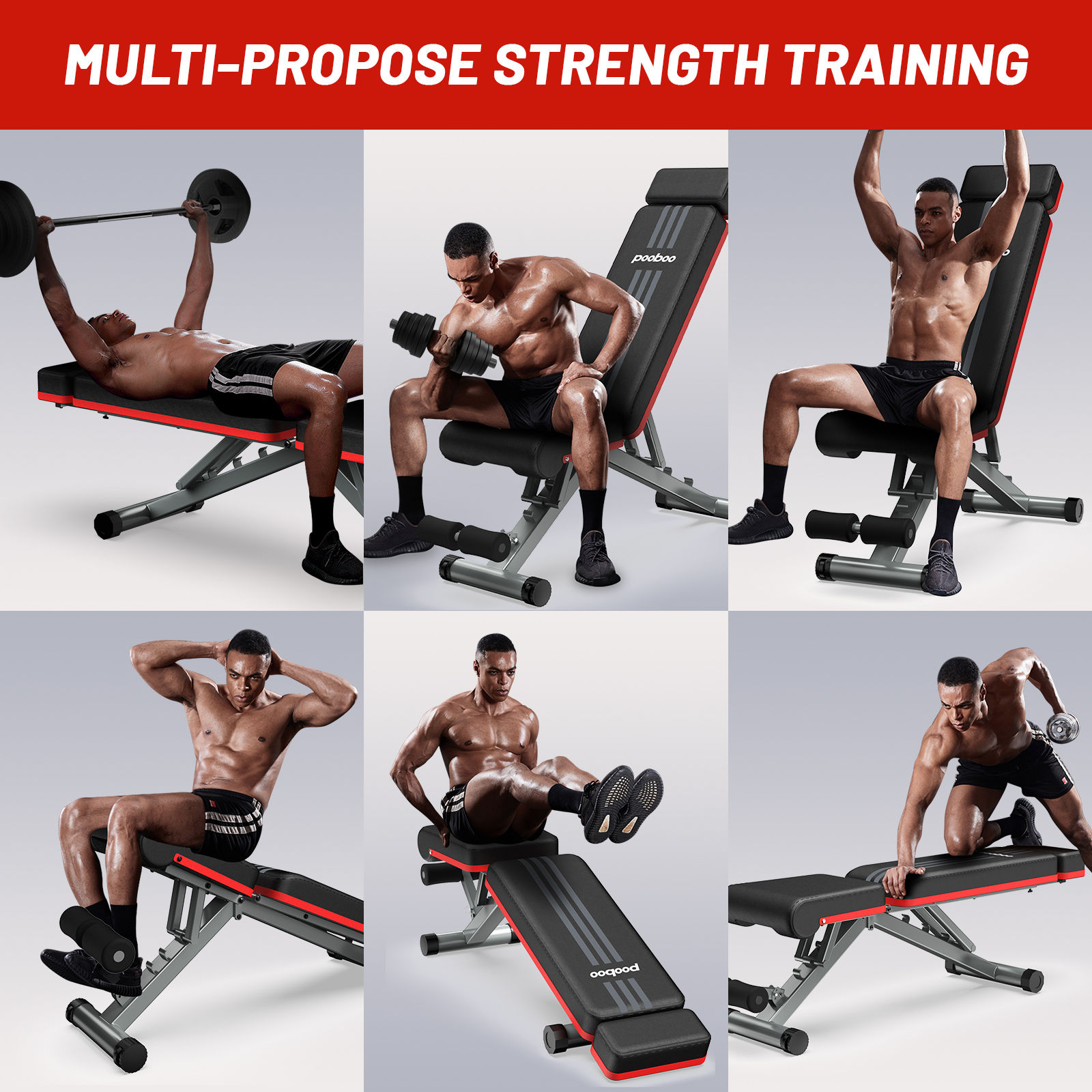 Pooboo Adjustable Foldable Weight Bench Press photo 6