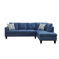 thumbnail image 6 of Aukfa 97" Classic Sectional Sofa 4 Seat L shape Couch for Living Room, 2Pillows, Oversized Right Chaise, Linen, Blue, 6 of 9