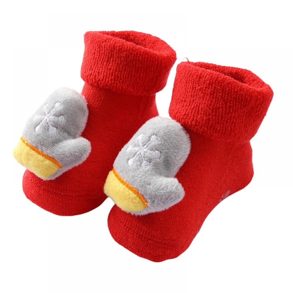 Newborn Boy Girls Christmas Floor Socks Anti-Slip Baby Step Xmas Socks Boot NEW 