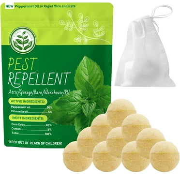 Mouse Repellent Balls - 10 Indoor Deterrents to Keep Rats and Mice Away. Natural Mint Oil Rodent Repellent for a Clean House. Yellow