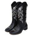 thumbnail image 4 of NECHOLOGY Botas Mujer Adulto Femenino Zapatos Botines de mujer Botines con estampado de bordado retro Slip-On Tacones de mujer Zapatos medios Botas de mujer con punta de tubo (Black, 9.5), 4 of 7