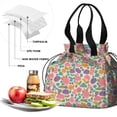 thumbnail image 4 of Pioneer Flower Floral Print Pattern Drawstring Lunch Bag Women - Drawstring Lunch Bag Insulated for Work Office - Stain-Resistant Large Lunchbags for Women with Multi-Pockets, 4 of 6