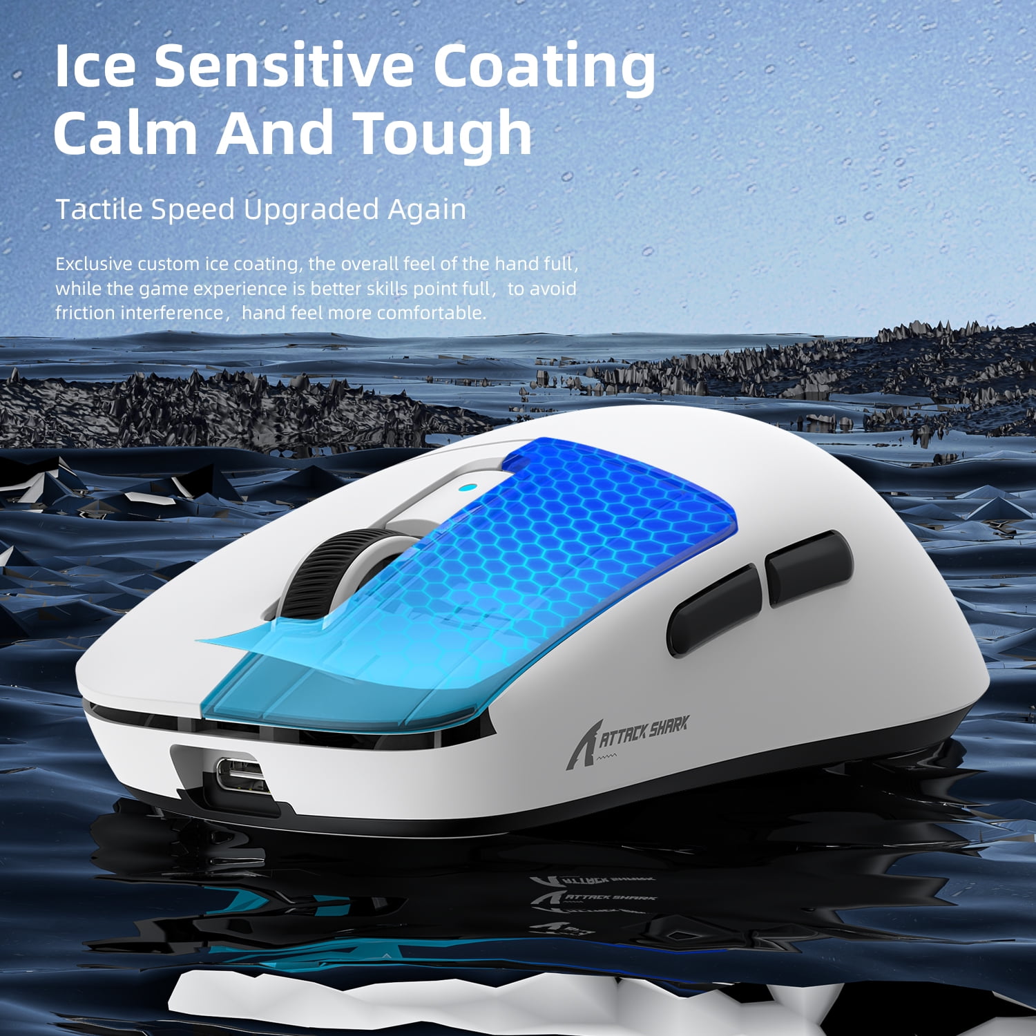 ATTACK SHARK R6 Ultralight 39g Wireless 8K PAW3950MAX Gaming Mouse, Nordic 52840 Chip, DPI up to 42000, 8000Hz Polling Rate, Ice-feeling Coating