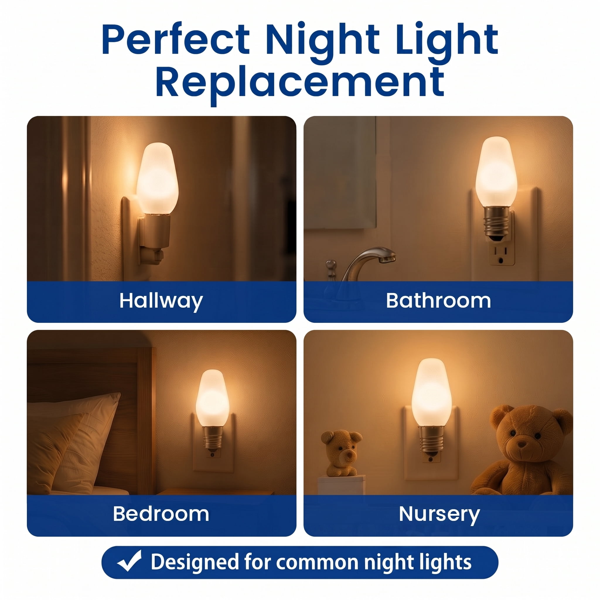 (4 pack) Great Value LED C7 Decorative Light Bulbs, Soft White 2700K, E12 Candelabra Base, 0.8W, 4-Pack