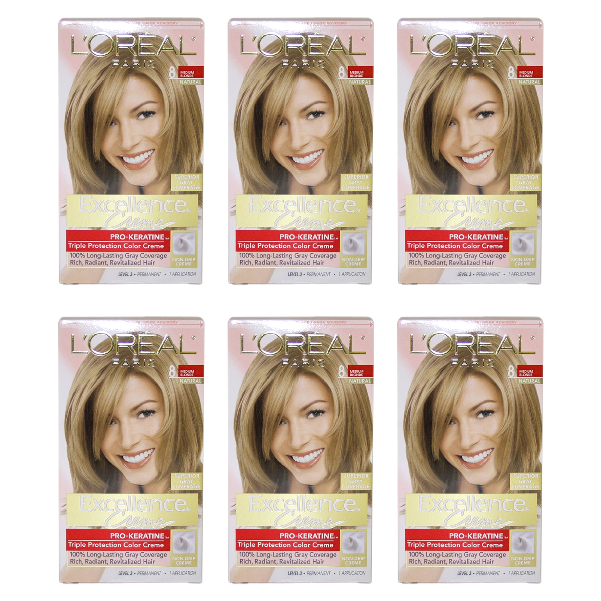 L'Oreal Paris Excellence Creme Pro Keratine Hair Color for Unisex, 8