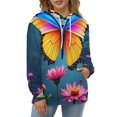 thumbnail image 4 of Vibrant Butterfly Floral Print(1)-4 Men's Women Vintage 3D Hooded Sweatshirt - All-Season Loose Fit Streetwear, 4 of 6
