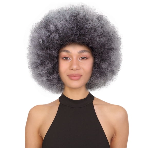 LUXLUXE Taylor 14" Curly Full Cap Synthetic Wig, Heat-Resistant Fiber Charcoal Mixed Gray Hair for Party & Daily Wear