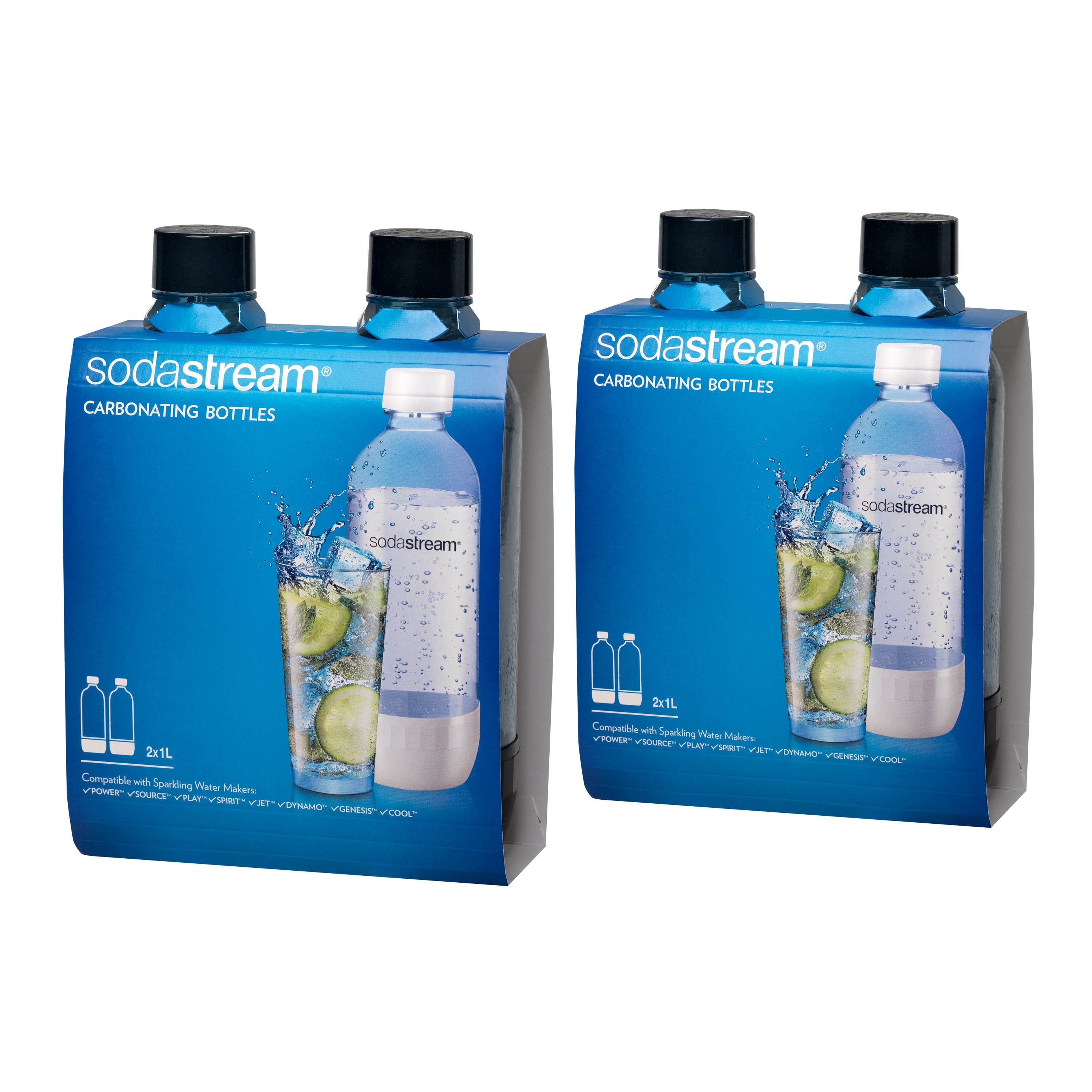 SodaStream 1 Liter Carbonating Bottles 4Pack, Black