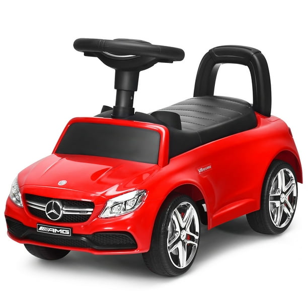 Costway AMG Mercedes Benz Enfants Monter sur Voiture Push avec Corne de Musique et de Stockage Rouge